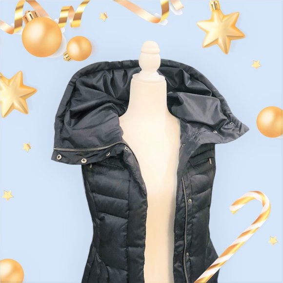 COLE HAAN Signature Hooded Down Feathers Quilted Stylish Puffer Vest Sz XS/S - Picture 4 of 7